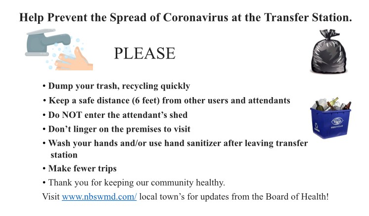 Help Prevent the Spread of Coronavirus at the Transfer Station. 