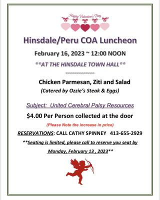 Hinsdale /Peru COA Luncheon 2-16-23 -Noon 