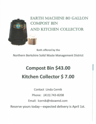Outreach information on Earth Machines & Kitchen Collectors for Member Town Residents to purchase