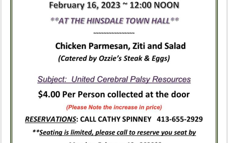 Hinsdale /Peru COA Luncheon 2-16-23 -Noon 