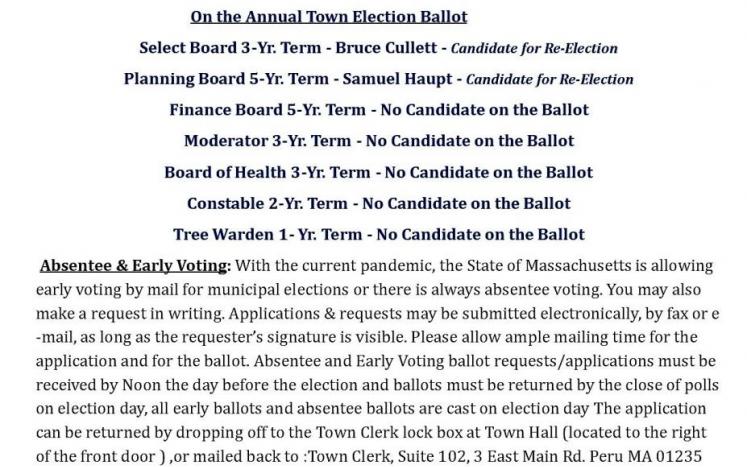 Annual Town Election- June 27, 2020   